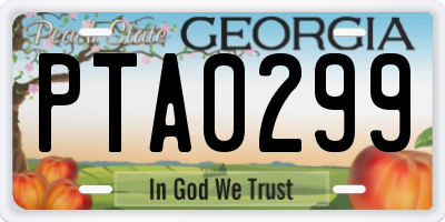 GA license plate PTA0299