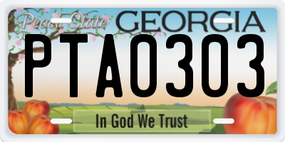 GA license plate PTA0303