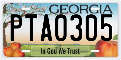 GA license plate PTA0305