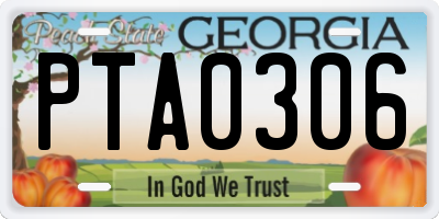 GA license plate PTA0306