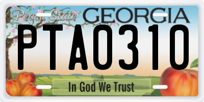 GA license plate PTA0310