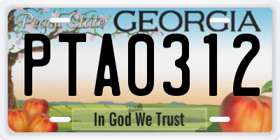 GA license plate PTA0312