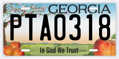 GA license plate PTA0318