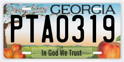 GA license plate PTA0319
