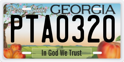 GA license plate PTA0320