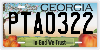 GA license plate PTA0322