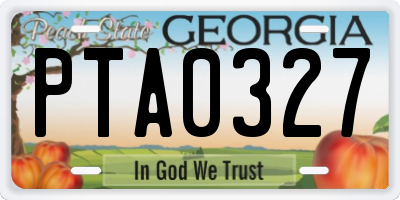 GA license plate PTA0327