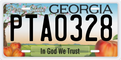 GA license plate PTA0328