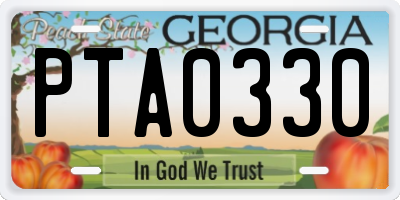 GA license plate PTA0330