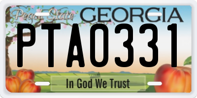 GA license plate PTA0331