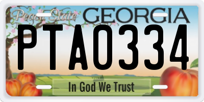 GA license plate PTA0334
