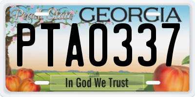 GA license plate PTA0337