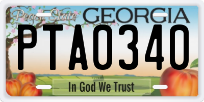 GA license plate PTA0340