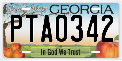 GA license plate PTA0342