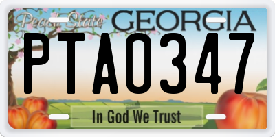 GA license plate PTA0347
