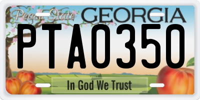 GA license plate PTA0350