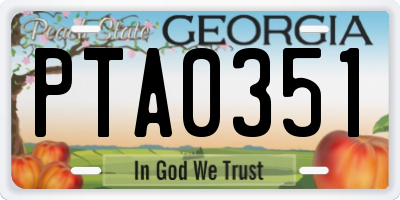 GA license plate PTA0351