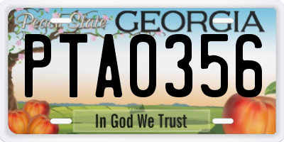 GA license plate PTA0356