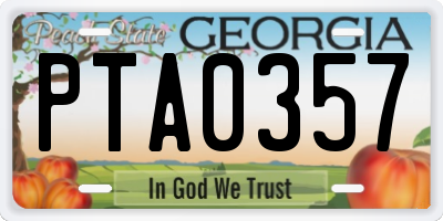 GA license plate PTA0357