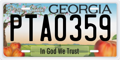 GA license plate PTA0359