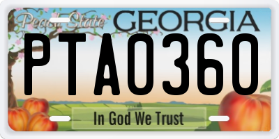 GA license plate PTA0360