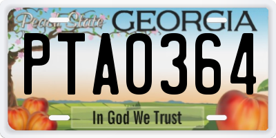 GA license plate PTA0364