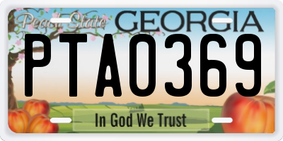 GA license plate PTA0369