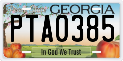 GA license plate PTA0385