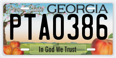 GA license plate PTA0386