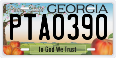 GA license plate PTA0390