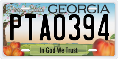 GA license plate PTA0394