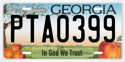 GA license plate PTA0399