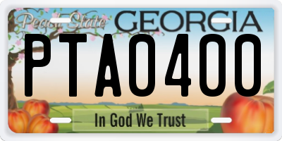 GA license plate PTA0400