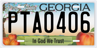 GA license plate PTA0406
