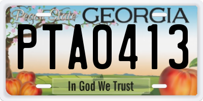 GA license plate PTA0413