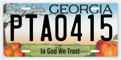 GA license plate PTA0415