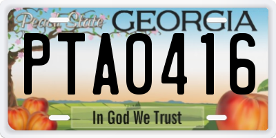 GA license plate PTA0416