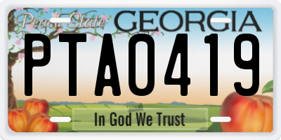 GA license plate PTA0419