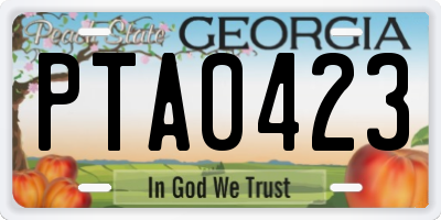 GA license plate PTA0423