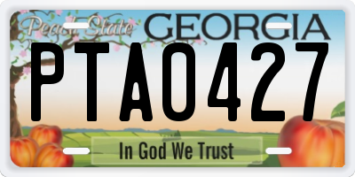 GA license plate PTA0427
