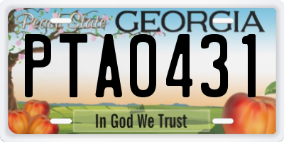 GA license plate PTA0431
