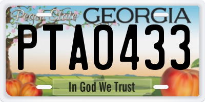GA license plate PTA0433
