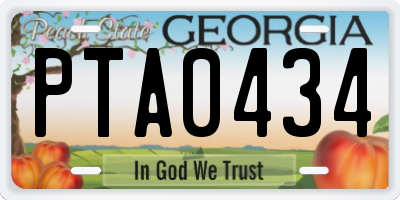 GA license plate PTA0434