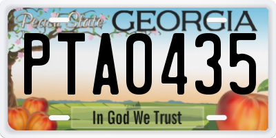 GA license plate PTA0435