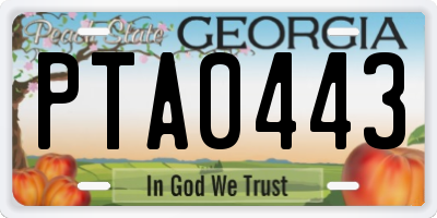 GA license plate PTA0443