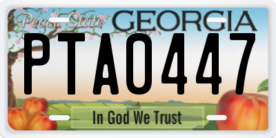 GA license plate PTA0447