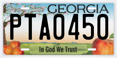 GA license plate PTA0450