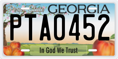 GA license plate PTA0452