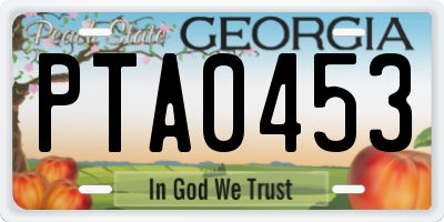 GA license plate PTA0453