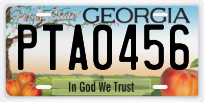 GA license plate PTA0456